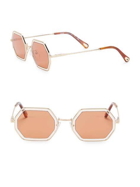 chloe sunglasses hexagon|Hexagonal sunglasses in gold .